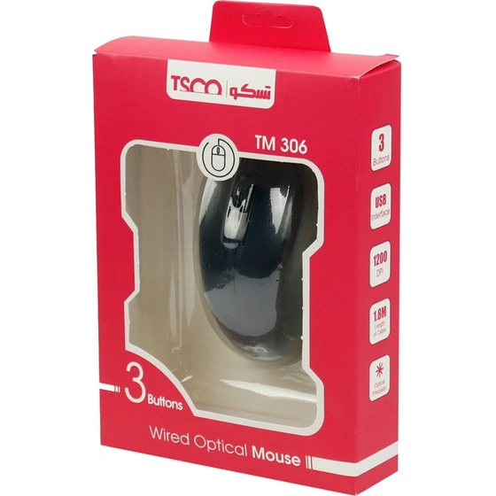 موس سیم دار تسکو مدل TM 306 ا Mouse Wired USB TSCO TM 306